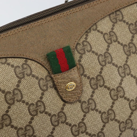 GUCCI GG Supreme Web Sherry Line Bag PVC Beige Gold 89 02 017 Auth 169674