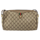 GUCCI GG Supreme Web Sherry Line Bag PVC Beige Gold 89 02 017 Auth 169674-2