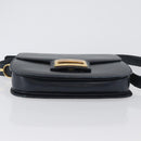 GUCCI Shoulder Bag Leather Navy Gold Auth 169677-5