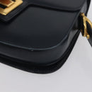 GUCCI Shoulder Bag Leather Navy Gold Auth 169677-15