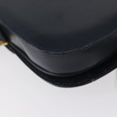 GUCCI Shoulder Bag Leather Navy Gold Auth 169677-16