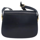 GUCCI Shoulder Bag Leather Navy Gold Auth 169677-2