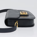 GUCCI Shoulder Bag Leather Navy Gold Auth 169677-4