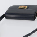 GUCCI Shoulder Bag Leather Navy Gold Auth 169677-6