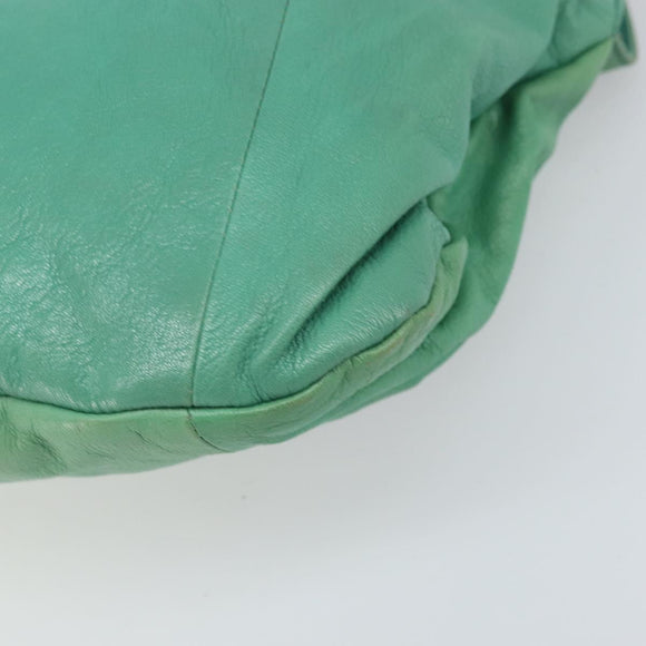 GUCCI Bamboo Shoulder Bag Leather Green Gold 124293 Auth 169684