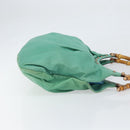 GUCCI Bamboo Shoulder Bag Leather Green Gold 124293 Auth 169684-4