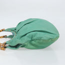 GUCCI Bamboo Shoulder Bag Leather Green Gold 124293 Auth 169684-5