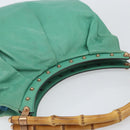 GUCCI Bamboo Shoulder Bag Leather Green Gold 124293 Auth 169684-6
