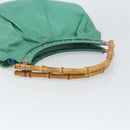GUCCI Bamboo Shoulder Bag Leather Green Gold 124293 Auth 169684-7