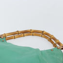 GUCCI Bamboo Shoulder Bag Leather Green Gold 124293 Auth 169684-8