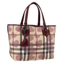 BURBERRY Nova Check Tote Bag PVC Leather Beige Auth 169694-1