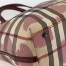 BURBERRY Nova Check Tote Bag PVC Leather Beige Auth 169694-14