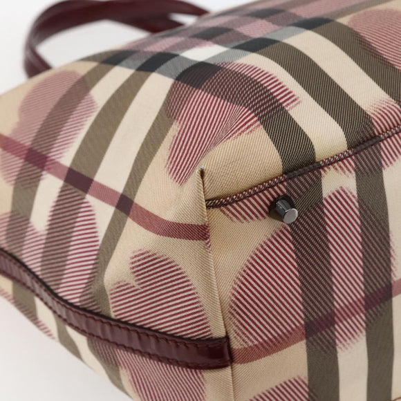 BURBERRY Nova Check Tote Bag PVC Leather Beige Auth 169694