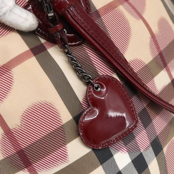 BURBERRY Nova Check Tote Bag PVC Leather Beige Auth 169694