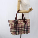 BURBERRY Nova Check Tote Bag PVC Leather Beige Auth 169694-22