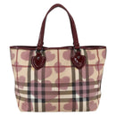 BURBERRY Nova Check Tote Bag PVC Leather Beige Auth 169694-2