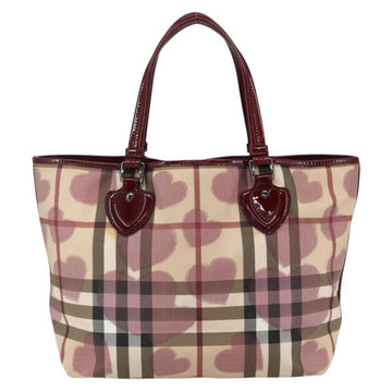 BURBERRY Nova Check Tote Bag PVC Leather Beige Auth 169694 - 0