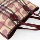 BURBERRY Nova Check Tote Bag PVC Leather Beige Auth 169694-6
