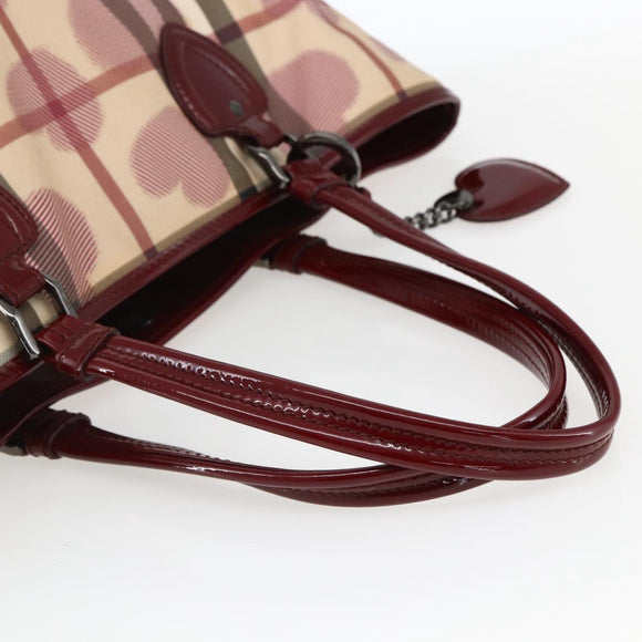 BURBERRY Nova Check Tote Bag PVC Leather Beige Auth 169694