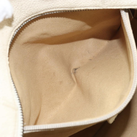 Salvatore Ferragamo Gancini Tote Bag Leather Silver Ivory Auth 169702