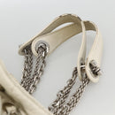Christian Dior Cannage Chain Schoudertas Lamsleer Wit Zilver Auth 169703-7