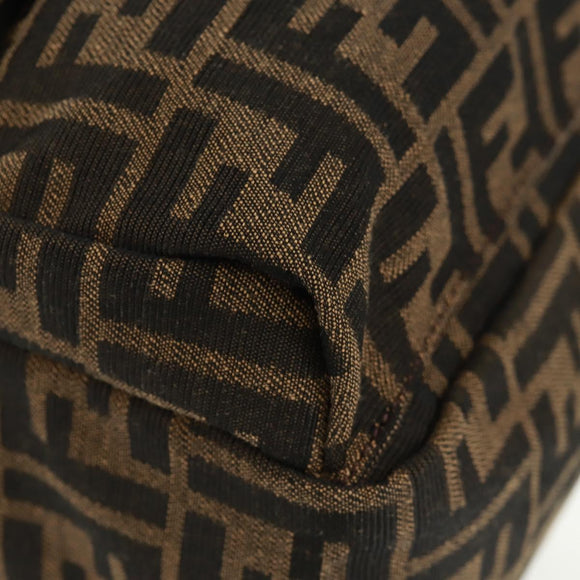 FENDI Zucca Canvas Fendines Body Bag Black Brown Auth 169704M