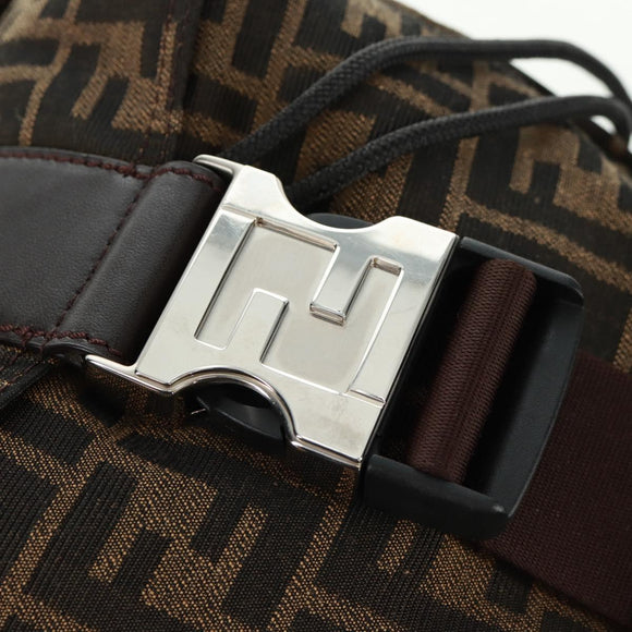 FENDI Zucca Canvas Fendines Body Bag Black Brown Auth 169704M