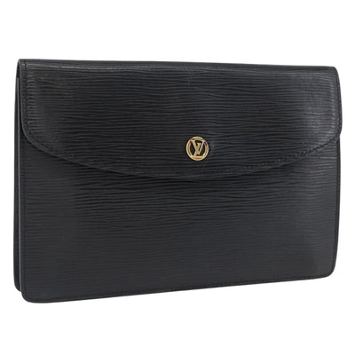 LOUIS VUITTON Epi Montaigne 23 Clutch Bag Black M52662 LV Auth 169709