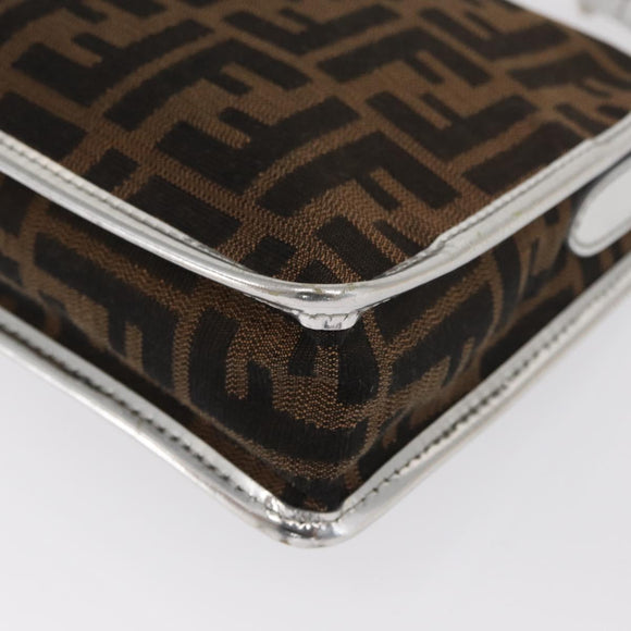 FENDI Zucca Canvas Shoulder Bag Black Brown Auth 169711V