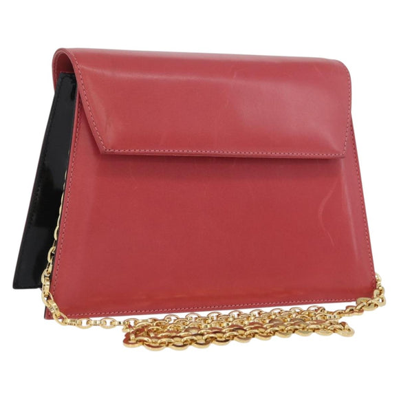 Salvatore Ferragamo Chain Shoulder Bag Leather Pink Gold Auth 169714