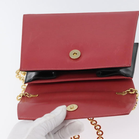 Salvatore Ferragamo Chain Shoulder Bag Leather Pink Gold Auth 169714
