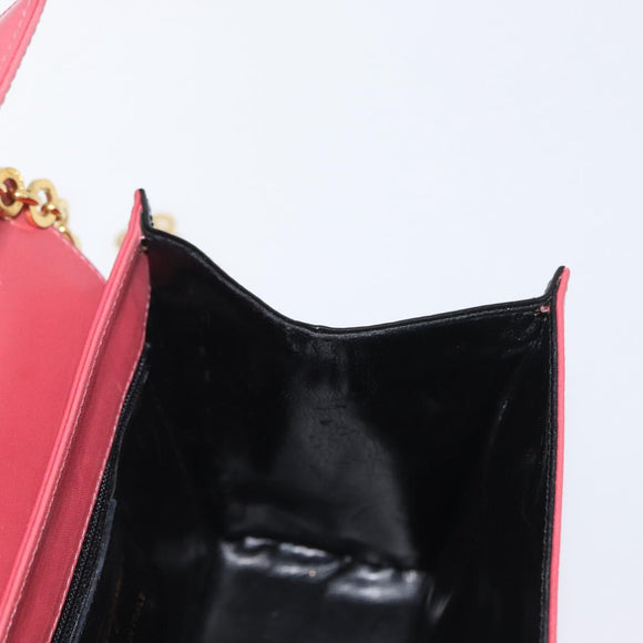 Salvatore Ferragamo Chain Shoulder Bag Leather Pink Gold Auth 169714