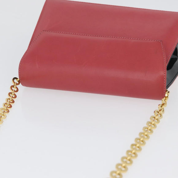 Salvatore Ferragamo Chain Shoulder Bag Leather Pink Gold Auth 169714