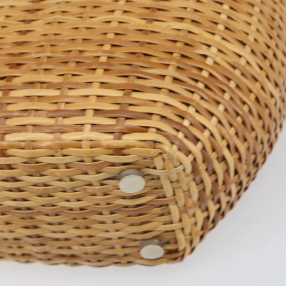 BURBERRY Nova Check Basket Hand Bag Raffia Brown Auth 169719V