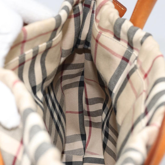 BURBERRY Nova Check Basket Hand Bag Raffia Brown Auth 169719V