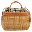 BURBERRY Nova Check Basket Hand Bag Raffia Brown Auth 169719V-2