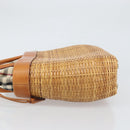 BURBERRY Nova Check Basket Hand Bag Raffia Brown Auth 169719V-5