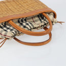 BURBERRY Nova Check Basket Hand Bag Raffia Brown Auth 169719V-7