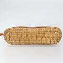 BURBERRY Nova Check Basket Hand Bag Raffia Brown Auth 169719V-9