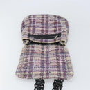 CHANEL Chain Camelia Shoulder Bag Tweed Multicolor Silver CC Auth 169721SAV-9