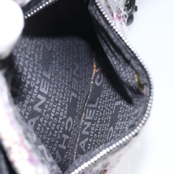 CHANEL Chain Camelia Shoulder Bag Tweed Multicolor Silver CC Auth 169721SAV