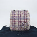 CHANEL Chain Camelia Shoulder Bag Tweed Multicolor Silver CC Auth 169721SAV-12