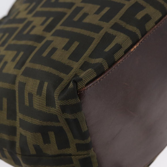 FENDI Zucca Canvas Tote Bag Black Brown Auth 169725