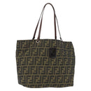 FENDI Zucca Canvas Tote Bag Black Brown Auth 169725-1