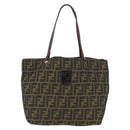 FENDI Zucca Canvas Tote Bag Black Brown Auth 169725-13