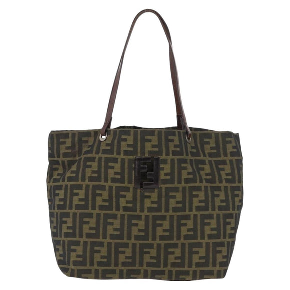 FENDI Zucca Canvas Tote Bag Black Brown Auth 169725