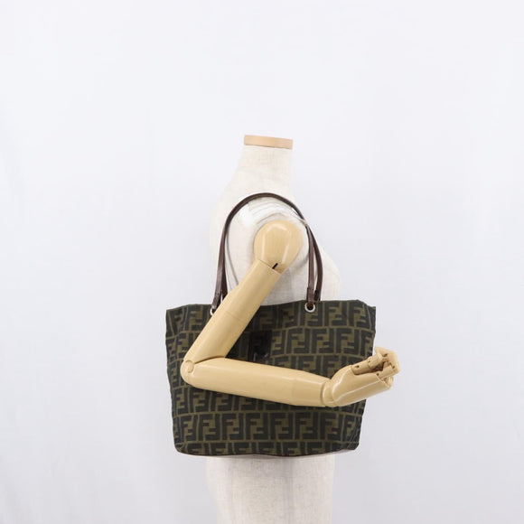 FENDI Zucca Canvas Tote Bag Black Brown Auth 169725