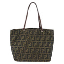 FENDI Zucca Canvas Tote Bag Black Brown Auth 169725-2