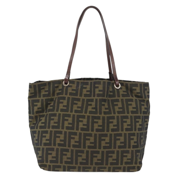 FENDI Zucca Canvas Tote Bag Black Brown Auth 169725