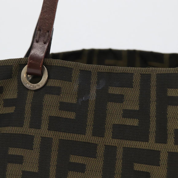 FENDI Zucca Canvas Tote Bag Black Brown Auth 169725